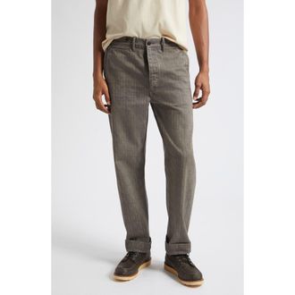 Ralph Lauren Stanton Stripe Cotton Twill Chinos in Grey Herringbone at Nordstrom, Size 32 X 32