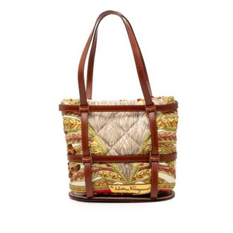 Ferragamo Pre-owned Ferragamo Quilted Nylon and Leather Jungle Safari Bucket Bag Unisex Q7WNK0436SYUVYUU