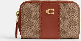 Coach Essential Small Zip Around Card Case In Signature Canvas