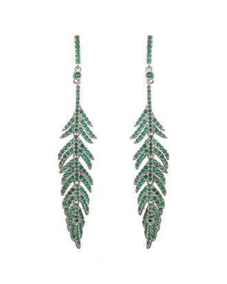 Eyecandy LA Eye Candy La Cz Golden Feather Luxe Drop Earrings