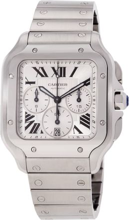 Cartier Santos Chronograph Automatic Silver Dial Mens Watch WSSA0083