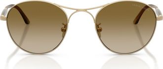 A|X Armani Exchange 50mm Gradient Round Sunglasses in Matte Pale Gold /Brown at Nordstrom