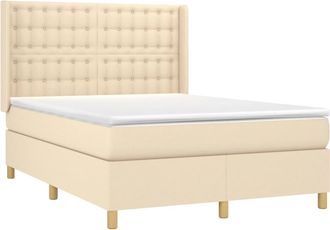 vidaXL Vidaxl - Cama Box Spring Con Colch&oacute;n Tela Color Crema 140x200 Cm