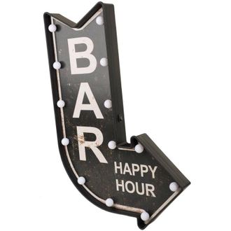 Wanderlust Deco Placa Luminosa De Pared De Plastico Negra 43x64x10