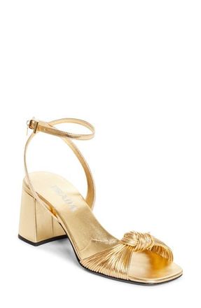 Prada Block Heel Ankle Strap Sandal in Platino at Nordstrom, Size 10.5Us