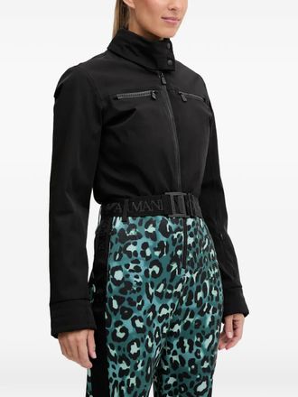 Emporio Armani Leopard print zip ski trousers - Black