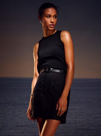 Contemporaine Womens Patch pockets pure linen skort