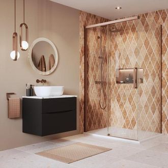 Crosswater Asura zijpaneel voor schuifdeur - 90cm - geborsteld brons