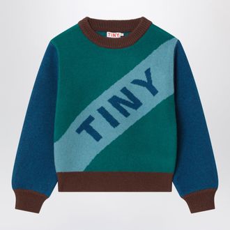 Tiny Cottons Maglione color block con intarsio logo lettering