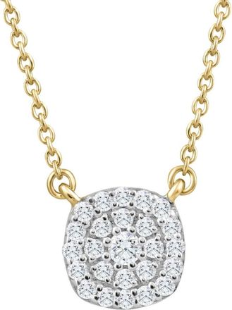 Pompeii3 1/4 Ct Diamond Cushion Shape Pendant Lab Grown Yellow Gold Womens Necklace
