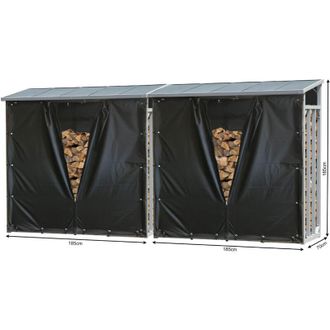 Quick-Star 2 St&uuml;ck Aluminium Kaminholzregal Xxl 185 X 70 X 185 Cm Mit Wetterschutz Garten Kaminholzunterstand 4,6 M&sup3; Kaminholzlager Stapelhilfe Aussen