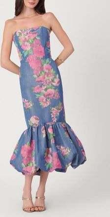 Shoshanna Rose Printed Chine Taffeta Midnight Julieanne Dress in Navy Multi at Nordstrom, Size 10