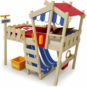 No Brand No Brand - Wickey Letti per bambini, letto a soppalco CrAzY Hutty - teleone culla 90 x 200 cm, letto a castello - blu/rosso