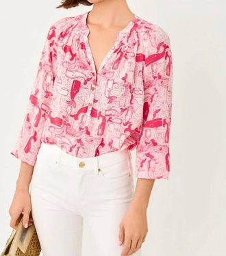 Lilly Pulitzer Elsa Pullover Blouse In Paradise Punch Thar She Blows