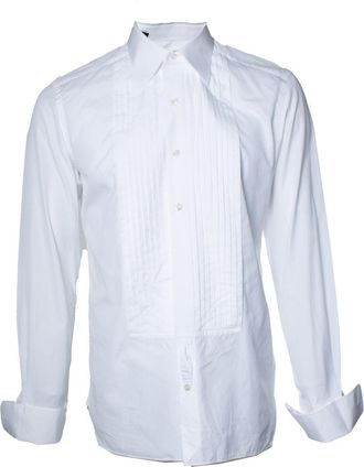 Tom Ford Tuxedo pleated shirt in white