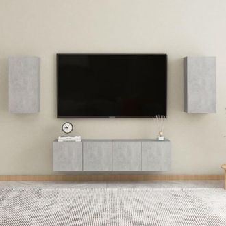 vidaXL Set De Muebles De Sal&oacute;n 4 Pzas Madera Ingenier&iacute;a Gris Hormig&oacute;n Vidaxl