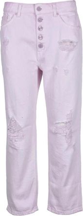 Dondup Koons Gioiello Cropped Broeken - Dames - Vrijetijds broeken - Roze - W29 - Katoen - Broeken