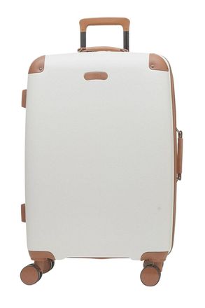 Infinity Leather Unisex Hard Shell Classic Suitcase Cabin Luggage - Cream - Size Medium