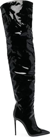 Le Silla Eva thigh-high 120mm boots - women - Calf Leather/Goat Skin/Rubber/Patent Calf Leather - 38.5 - Black