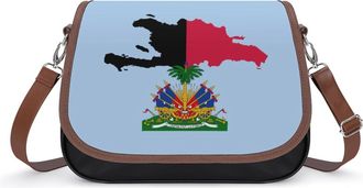 Generic Flag Map of Haitian Womens Crossbody Bag Fashion Shoulder Handbags Message Tote Bag with Adjustable Strap