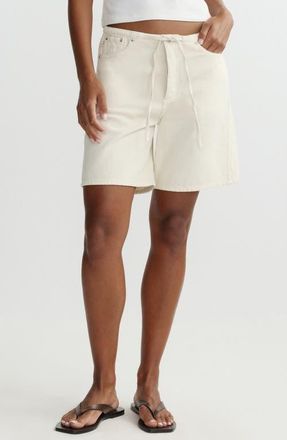 DL1961 Sienna Drawstring Low Rise Relaxed Denim Shorts in Ecru Aura at Nordstrom, Size 26