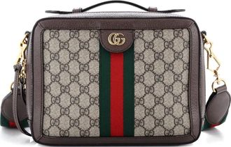 Gucci Ophidia Zip Around Camera Bag GG Coated Canvas Small shoulder bag - Bruin