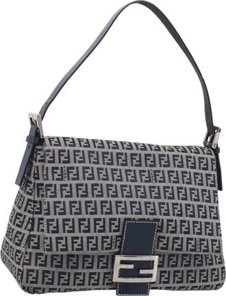 Fendi Fendi Mamma Baguette Monogram Canvas Navy Canvas Handbag (Pre-Owned)