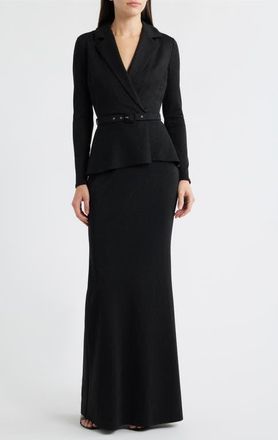 La Petite Robe Di Chiara Boni Thadira Belted Long Sleeve Dress in Black at Nordstrom, Size 12 Us