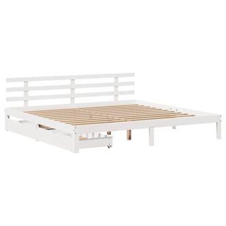 Berkfield Home Decorative Bed Frame with Drawers without Mattress White 200x200 cm