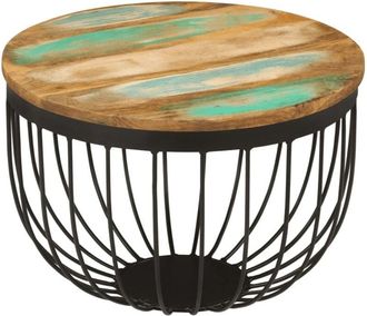 vidaXL Coffee Table &Oslash;50x35 cm Solid Wood Reclaimed and Steel Vidaxl