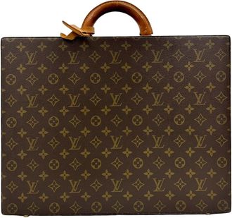 Louis Vuitton Brown Leather Pvc Briefcase (Pre-Owned)