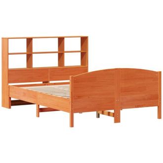 vidaXL Bookcase Bed without Mattress Wax Brown 135x190 cm Double Solid Wood Pine Vidaxl