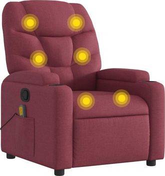 vidaXL Sill&oacute;n De Masaje Reclinable De Tela Color Vino Tinto Vidaxl