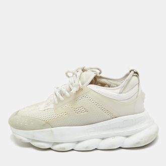 Versace White Suede And Pvc Chain Reaction Sneakers