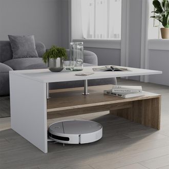 Vicco Mesa De Centro Amato, Blanco/sonoma, 90 X 52.6 Cm, Vicco