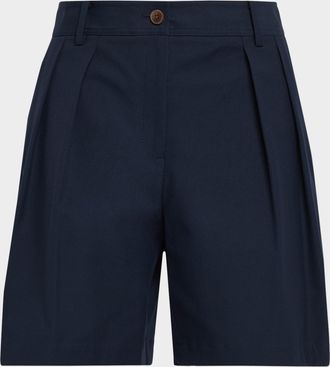 Lafayette 148 New York Park Wide-Leg Techno Stretch Twill Shorts