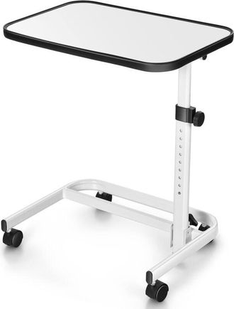 Costway Costway - Mesa Auxiliar Con Ruedas, Mesa Cama Con Altura Ajustable En 9 Niveles, Mesa Auxiliar Sofa Tapa Inclinable Multi&aacute;ngulo, Blanco Salon Dormitor
