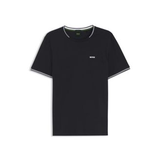 BOSS Stretch-cotton T-shirt with stripes and logo