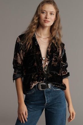 Pilcro The Hadley Velvet Relaxed Buttondown Shirt by Pilcro