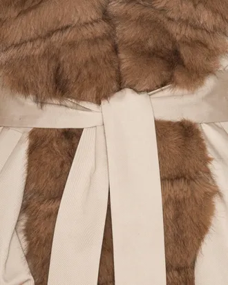 Rotate Faux-Fur Collar and Trim Jacket - Beige