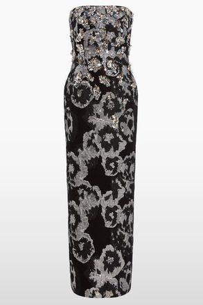 Jenny Packham Jasmine Floral-Jacquard Maxi Dress in Liquorice at Nordstrom, Size 10 Uk
