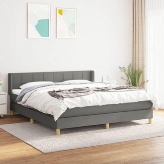 vidaXL Cama Box Spring Con Colch&oacute;n Tela Gris Oscuro 160x200 Cm Vidaxl
