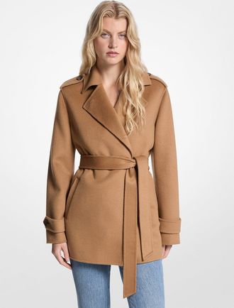 Michael Kors Wool Blend Belted Wrap Coat