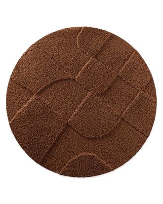 Wecon Home Alfombra de ba&ntilde;o redonda en relieve marr&oacute;n &Oslash;80