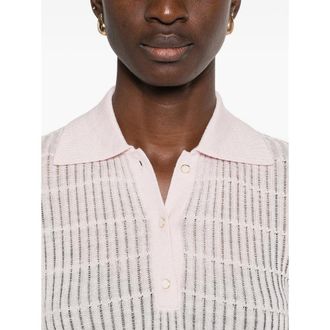 Max Mara Silk-Wool Ribbed Knit Polo - Pink
