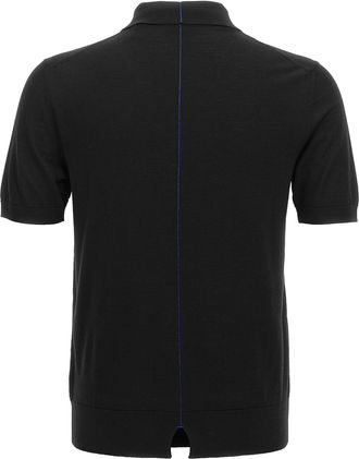 Burberry Mens Black Wool Polo Shirt