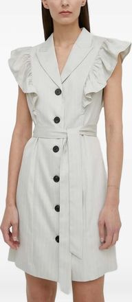 Bruuns Bazaar Abito corto gessato con arricciature - Grigio