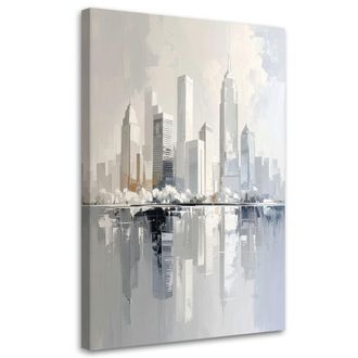 Feeby Impresi&oacute;n De Imagen, Panorama Urbano Abstracto Decoraci&oacute;n Moderna En Beige Y Dorado, 80x120