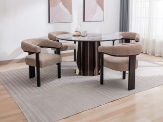 Pascal Morabito Sedia con braccioli in Tessuto bouclette e Legno di hevea Tortora e Nero - LIVELIA