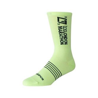 New Balance Unisex London Marathon Crew Sock in Green Polyester, size Medium